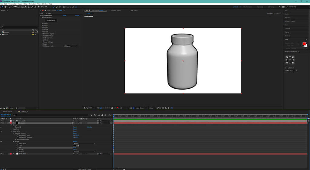 Đường viền động 3D trên một đối tượng trong After Effects