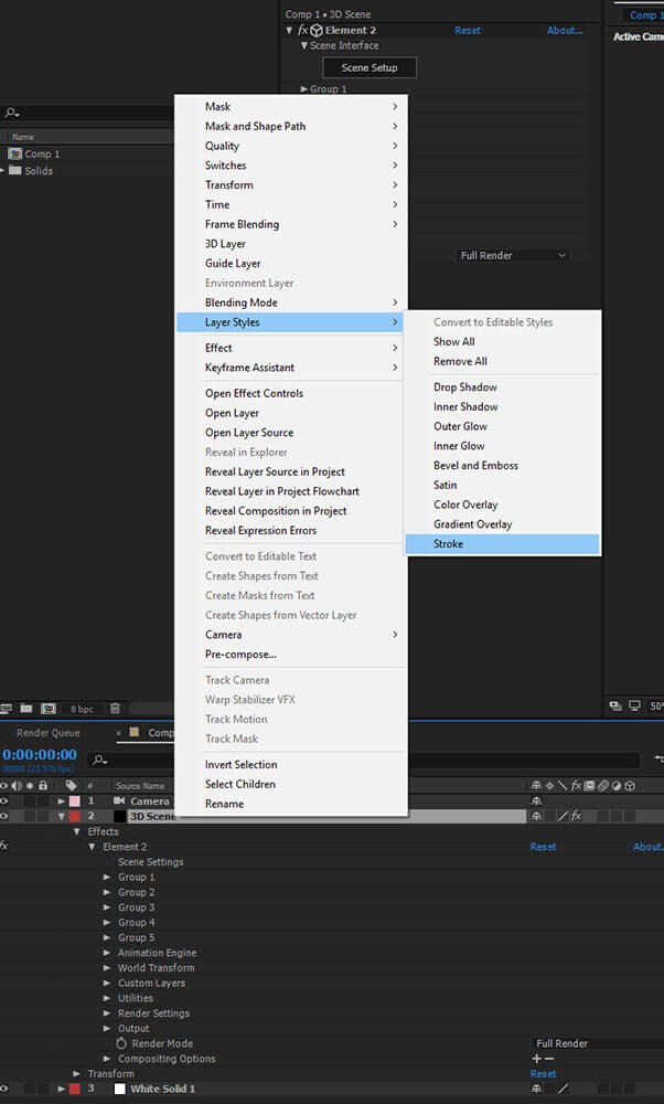 After Effects Layer Styles> Stroke pathway